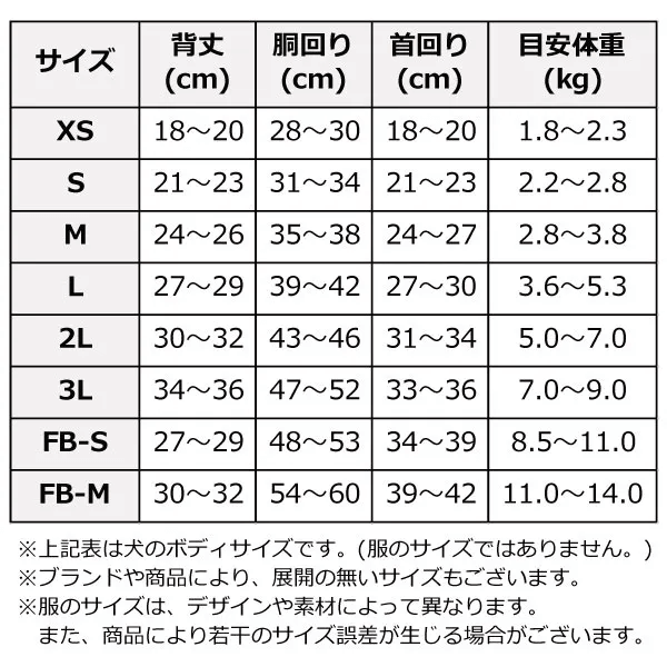 サイズ表